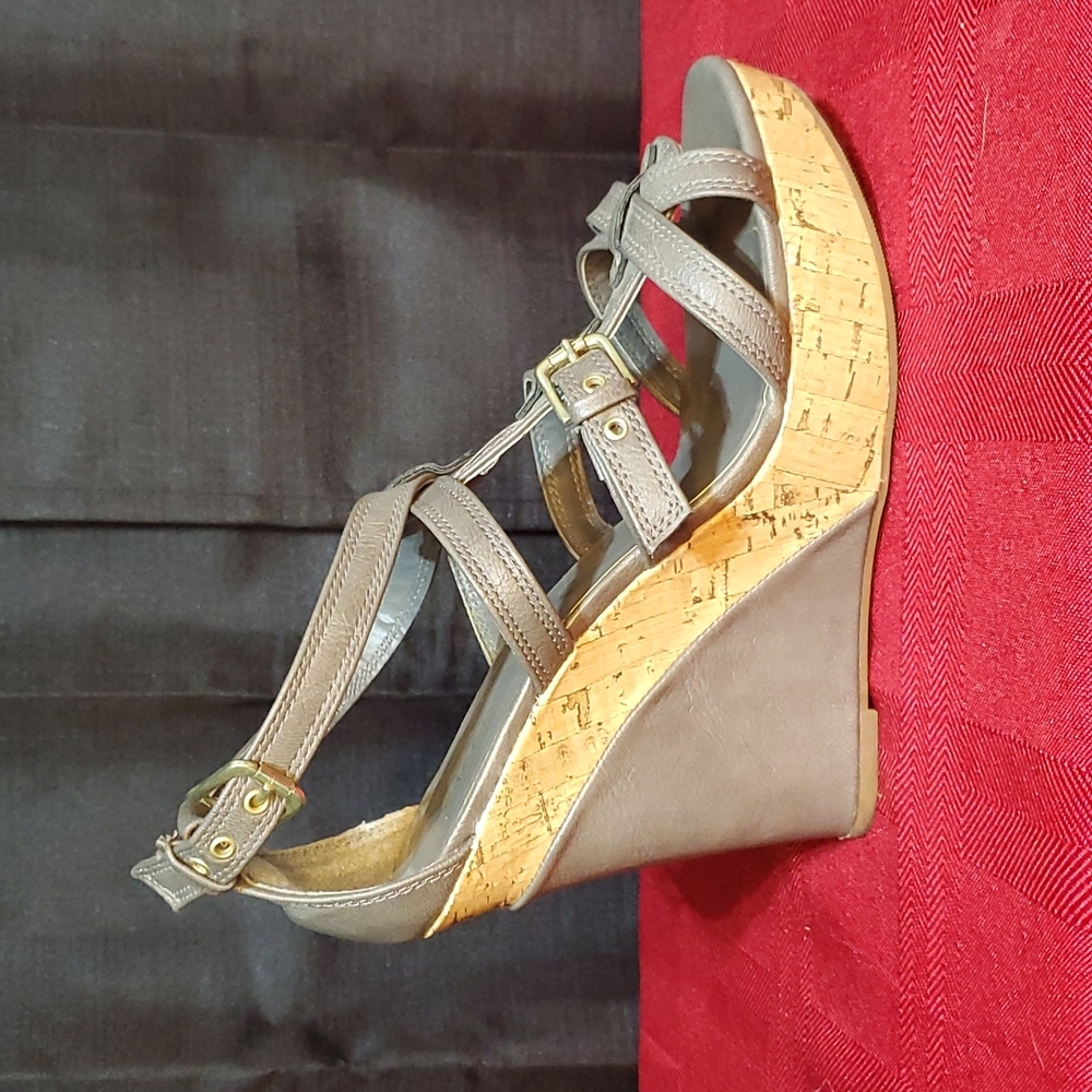 Grey/cork wedge sandal